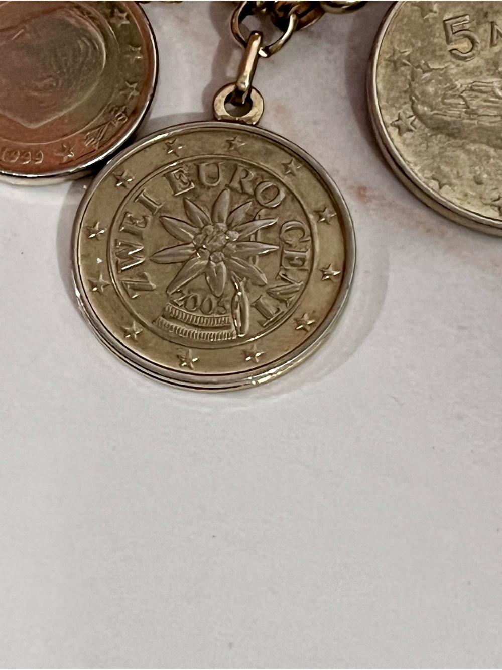 14K 585 Gold Chain Milor Euro Coin Italian Charm Bracelet Vintage 37g Weight - Picture 13 of 16